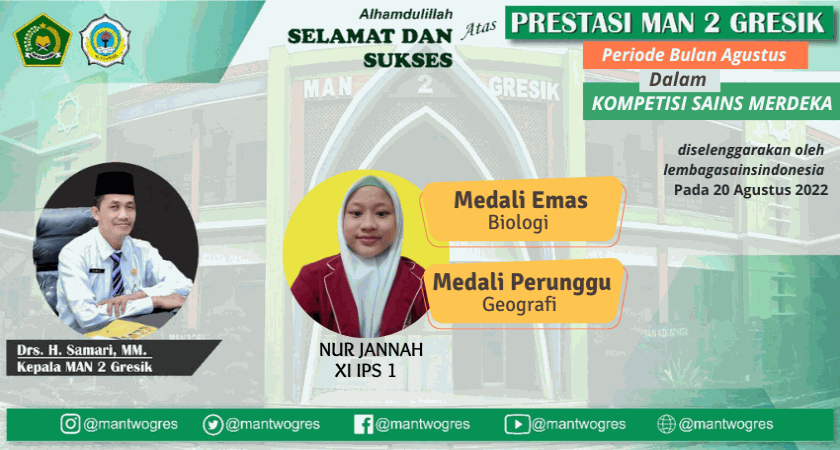 NUR JANNAH SUKSES SABET DUA MEDALI PADA KOMPETISI SAINS MADRASAH