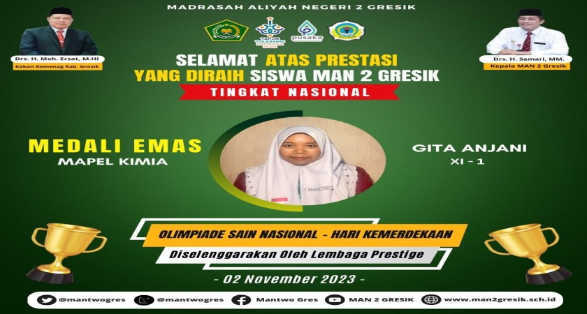 Gita Anjani Siswa Man 2 Gresik Sabet Medali Emas Dalam Osn Hk 2023 Man 2 Gresik 2683