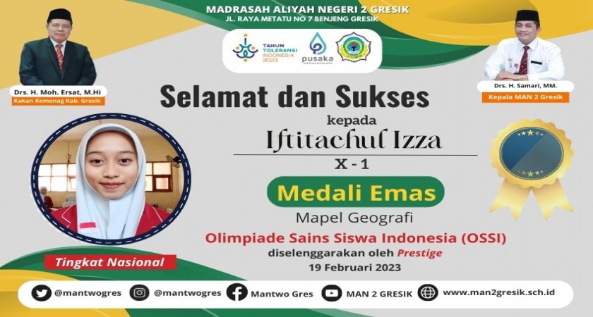 SISWI MAN 2 GRESIK SABET MEDALI EMAS OLIMPIADE GEOGRAFI | MAN 2 GRESIK