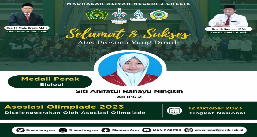 Siswa MAN 2 Gresik, Siti Anifatul Rahayu Ningsih, Meraih Medali Perak ...