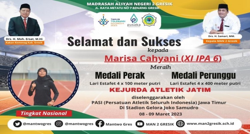 MARISA, ATLET MAN 2 GRESIK YANG SABET DUA MEDALI SEKALIGUS PADA KEJURDA ...