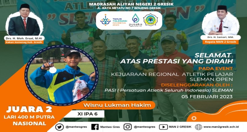 WISNU, ATLET MAN 2 GRESIK YANG KEMBALI JUARA LARI 400 M NASIONAL DI ...