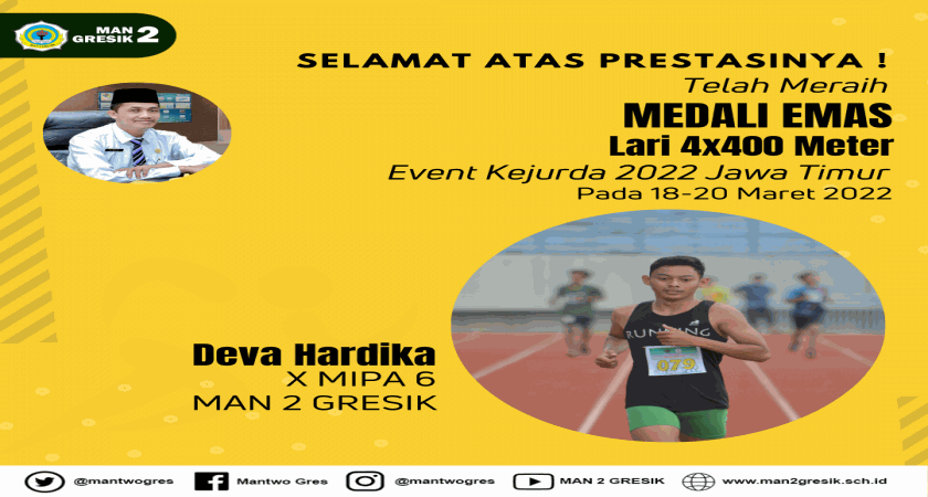 ATLET LARI 400X4 METER PUTRA MAN 2 GRESIK RAIH MEDALI EMAS PADA KEJURDA 2022