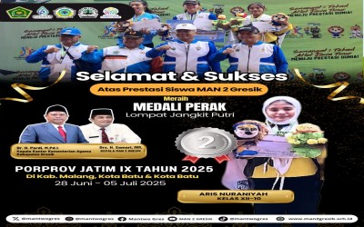 Sabet Medali Perak Cabor Lompat Jangkit, Aris Nurainiyah SuksesHarumkan MAN 2 Gresik pada PORPROV Jatim IX Tahun 2025