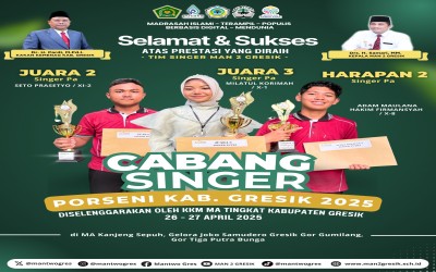 Tiga Siswa MAN 2 Gresik Borong Prestasi di Cabang Singer PORSENI Kabupaten Gresik 2025