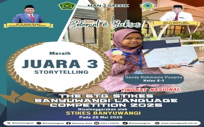 Sendy Rahmania Puspita Harumkan Nama MAN 2 Gresik Lewat Storytelling Tingkat Nasional