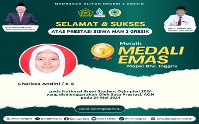 Charissa Andini, Siswa MAN 2 Gresik, Raih Medali Emas Bahasa Inggris pada National Great Student Olympiad 2024