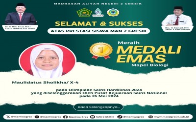 Maulidatus Sholikha, Siswa MAN 2 Gresik, Raih Medali Emas Biologi pada Olimpiade Sains Hardiknas 2024