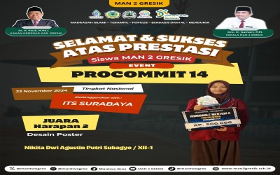 Siswa MAN 2 Gresik Raih Juara Harapan 2 Lomba Desain Poster di Event Procommit 14 ITS Surabaya