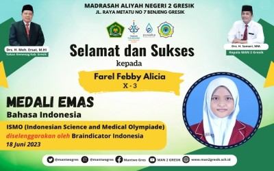 Farel Febby Alicia, Siswa MAN 2 Gresik, Sabet Medali Emas Bahasa Indonesia di ISMO 2023