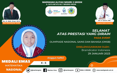 SISWI MAN 2 GRESIK RAIH MEDALI EMAS OLIMPIADE MATEMATIKA NASIONAL