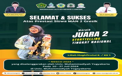 Prestasi Gemilang Lillah Maghfirotul K dari MAN 2 Gresik di Ajang Story Telling NESCO 2024