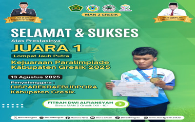 Fitrah Dwi Alfiansyah Raih Juara 1 Lompat Jauh Putra di Kejuaraan Paralimpiade Kabupaten Gresik 2025