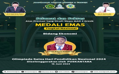 Aditia Wahyu Ramadani dari MAN 2 Gresik Raih Medali Emas dalam Olimpiade Sains Nasional