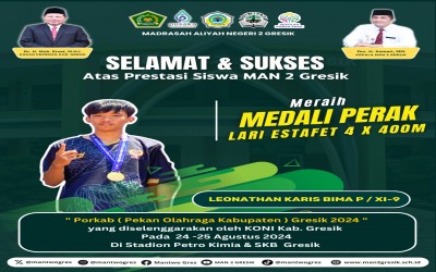 Leonathan Karis Bima P, dari kelas XI-9 MAN 2 Gresik Raih Medali Perunggupada Pekan Olahraga Kabupaten (PORKAB) Gresik 2024