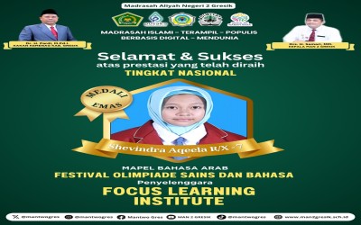 Brillian ! Siswa MAN 2 Gresik Raih Medali Emas dalam Festival Olimpiade Sains dan Bahasa 3.0