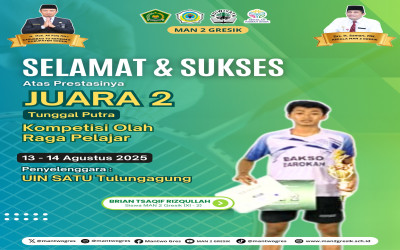 Brian, Siswa MAN 2 Gresik Raih Juara 2 Tunggal Putra Kompetisi Olahraga Pelajar