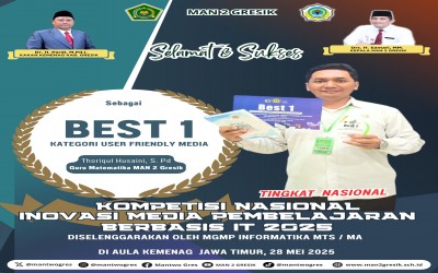 Keren !Guru Matematika  MAN 2 Gresik Raih Best 1 Kategori User Friendly Media pada Kompetisi Nasional Inovasi Media Pembelajaran Berbasis IT 2025