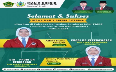 Alfina Nurul Azkiyah dan Divany Putri Rifani Azzahra, Siswa MAN 2 Gresik, Diterima di Program Studi Keperawatan dan Kebidanan di Kampus Soetomo Surabaya