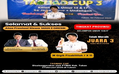 Mohammad Gigih Fisabilillah Raih Juara 3 di Kejuaraan Tenis Meja TASMAD CUP 2025