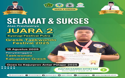 Luar Biasa ! Siswa MAN 2 Gresik Raih Juara 2 Kyourgi Festival Putra Gresik Taekwondo Festival 2025