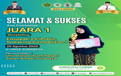 Siswi MAN 2 Gresik Raih Juara 1 Storytelling di UINSA Surabaya
