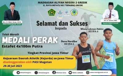 Gemilang di Kejuaraan Daerah Atletik Jawa Timur 2023: Wisnu Lukman Hakim dan Deva Hardika MAN 2 Gresik Raih Medali Perak