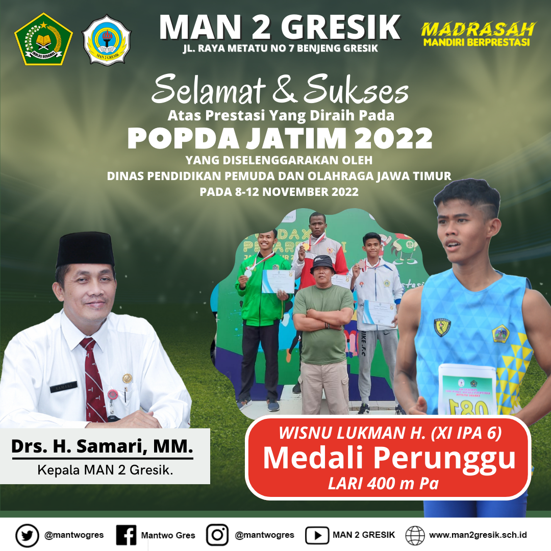 WISNU ATLIT LARI 400 METER MAN 2 GRESIK SABET MEDALI PERUNGGU PADA ...